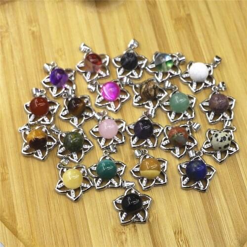 10mm Silver Plated Alloy Diamonds Air Chakra Healing Pendant Natural Round Ball Gemstones Bead Necklace Pendant Spirit