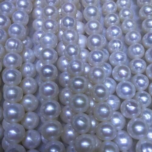 16 inch good luster 8-9 mm near round ,100% nature freshwater pearl material egg shape ,without nuclear