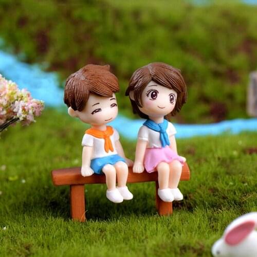 3Pcs/set DIY Mini Stool Couples Dolls Fairy Garden Miniatures Decor Dollhouse/Terrarium Action Figures Figurine Micro Landscape