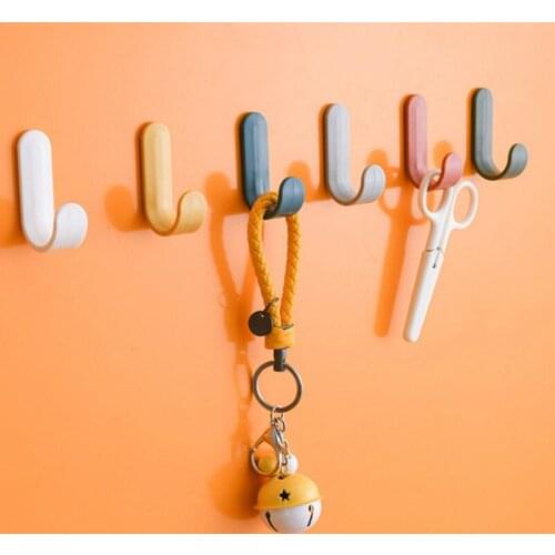 4PCS /1PC Towel Hook Plastic Door Hanger Self Adhesive Wall Hanger Hat Racks Key Hanger Wall Organizer Home Decor Key Holder