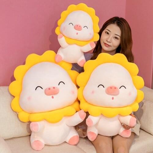 43-73CM Cute Angel Pig with Sunflower Plush Toys Stuffed Soft Animal Pillow Home Decoration Birthday Gift Doll for Kids Girl