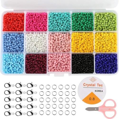 7500pcs Wholesale 15 colors 3mm glass seed beads belt box set spacer beads for DIY bracelet necklace jewelry making