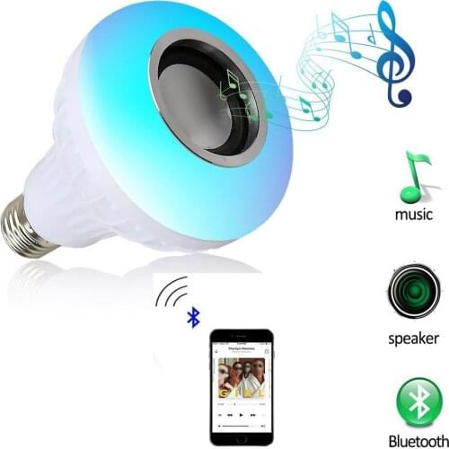 E27 Wireless Bluetooth Speaker+12W RGB Bulb LED Lamp 110V 220V Smart Led Light Music Player Audio with Remote Control