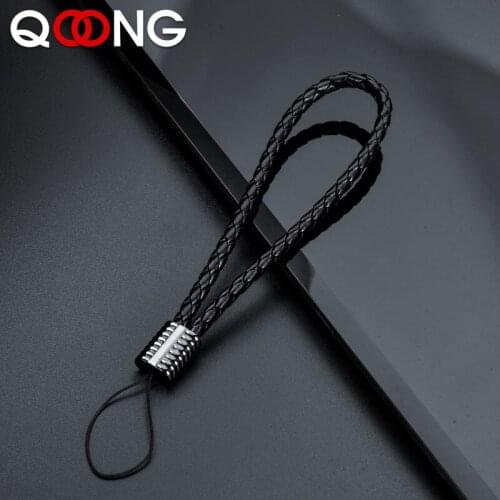 3 PCS Manual Weaving Rope Key Chain Holder Calfskin Rope Phone Lanyard Key Ring High Quality PU Leather Metal Car Keychain M02