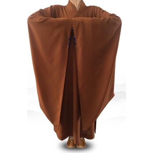 UNISEX 5color Wide-Sleeve buddhist shaolin Monk robe meditation haiqing Lay abbot nun kung fu suit gown black/brown/gray
