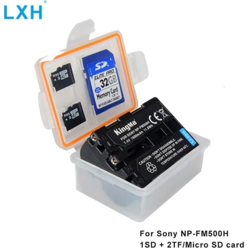 LXH Camera Battery Case Waterproof SD TF MSD Memory Card Storage Box For Sony NP-FM500H Battery A200 A300 A350 A450 A550 Cameras