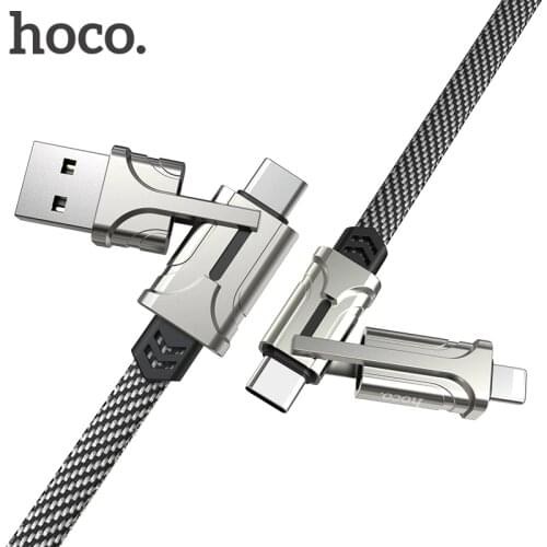 HOCO 4in1 USB Type C Cable 60W Metal PD Fast Charger Cable USB C to Type C Wire for Samsung Xiaomi iPhone11 MacBook Pro Air iPad