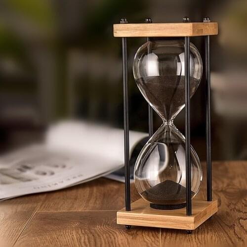 Square Wood Bottom Glass Hourglass 30 Minutes Time Timer Home Ornaments Sandglass Kitchen Hour Meter Blue Sand Clock Children