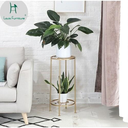 Louis Fashion Iron Gold Mini Landing Flower Pot Rack Living Room Balcony Indoor Meaty Green Lace Simple