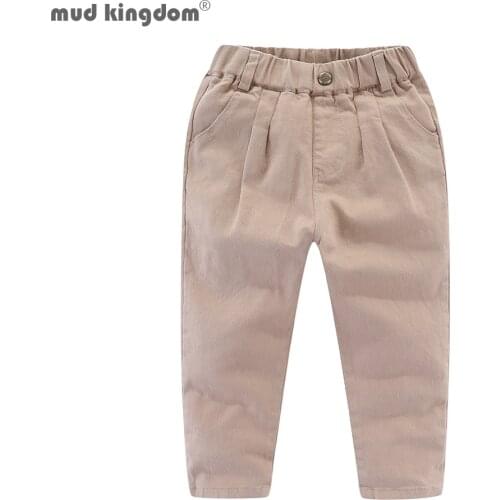 Mudkingdom Girls Boys Pants Cotton Solid Elastic Waist Trousers for Kids