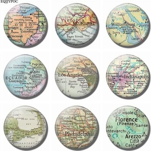 Ohio Melbourne Williamsburg Ecuador Los Angeles Indianapolis Cape Cod Philadelphia Florence Map Souvenir Fridge Magnets Stickers
