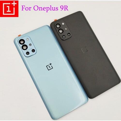 Original Glass Back Cover Oneplus 9R 1+ 9R Rear Battery Housing Door Case Panel Repair Reparts For One Plus 9R With Camera Lens