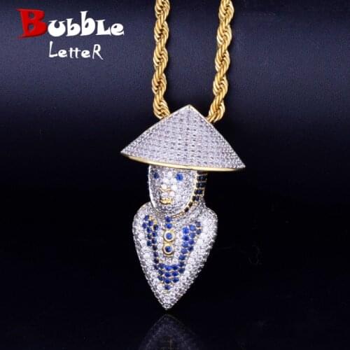 Mortal Kombat Character Pendant Necklace Gold Color Iced Cubic Zircon Mens Women Hip Hop Jewelry