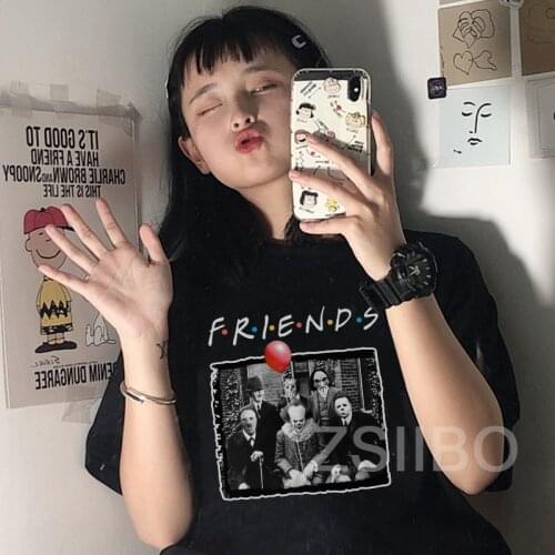Penny wise Michael Myers Jason Horror Character Women casual tops clothing Clown Terror Halloween Friends Tv Show Print T-shirt