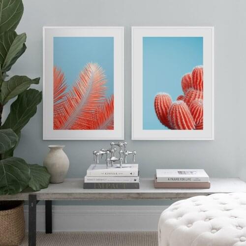 Orange Plant Cactus Palm Leaf Nordic Posters And Prints Wall Art Paper Painting Wall Pictures For Living Room Home Decor