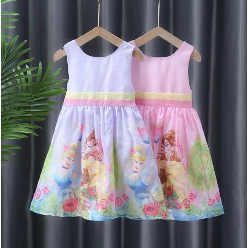 Disney Girls Summer Dress Cotton Pure Kids Clothes Snow White Princess Casual Clothes for Girls Girl Dress 6 7 8 Years Old Kid