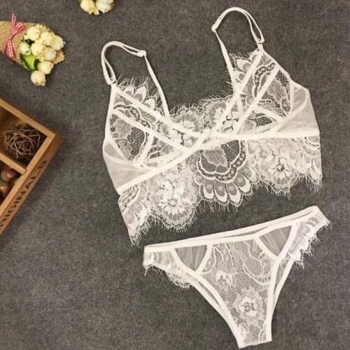 Sexy lace underwear suit womens solid color sexy lace underwear suit hollow printed underwear thong suit белье женское 50