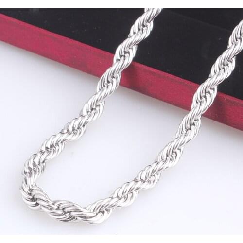 Width 6mm length 60cm silver color Hemp flowers chains 316L Stainless steel Necklace for men women jewelry wholesale