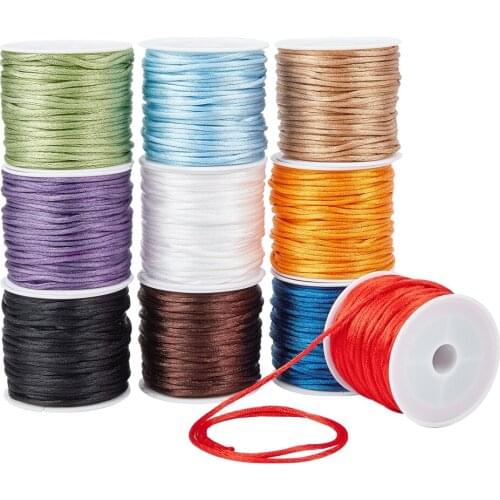 Macrame Rattail Chinese Knot Making Cords Round Nylon Braided String Threads,2mm; about 10m/roll