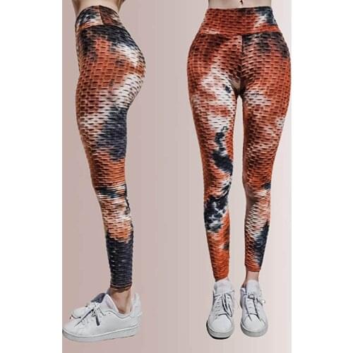 Yoga Pants Womens Sports Pants Pockets Tummy Workout Running Sports Leggings Tie-dye Patchwork Sweatpants Yoga Pencil Pants