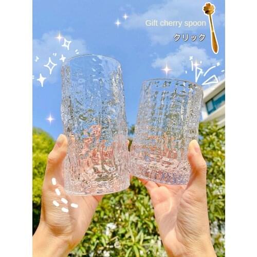 Glass Home Water Cup Womens Beautiful Cup Creative Golden Edge Cup Wine Cup Tree Coffee Cup Tea Cup Juice Cup Serve Spoon