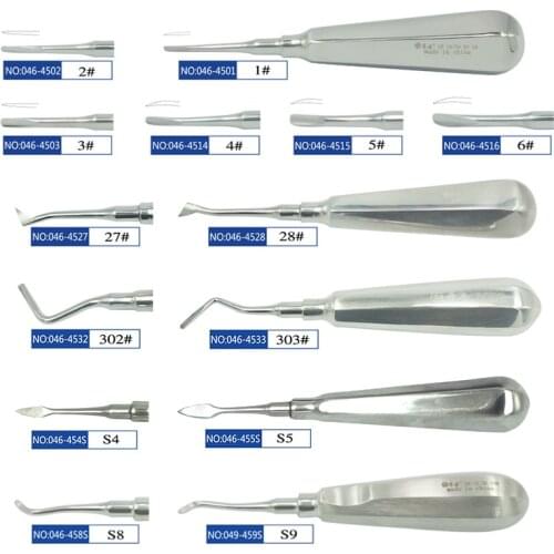 Stainless Steel Precise Serrated Tip Dental Luxating Lift Root Elevators Kit Dentist Surgical Instrument Tool Set of 6/14