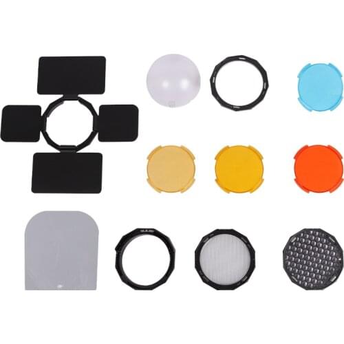 TRIOPO R1 5 Color Filter Barn Door Snoot Reflector Honeycomb Diffuser Ball Kits for Godox AD200 H200R V1 Round Flash Head