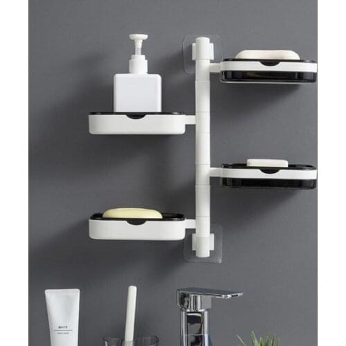 Rotatable Soap Dish For Bathroom Soap Holder Drainable Storage Container Soap Rack Organzer Home Bathroom Accessories