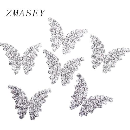 10Pcs 28MM Crystal Rhinestone Butterfly Shape Embellished With Foot Buttons Sewing Accessories DIY Crafts Decoration Materials