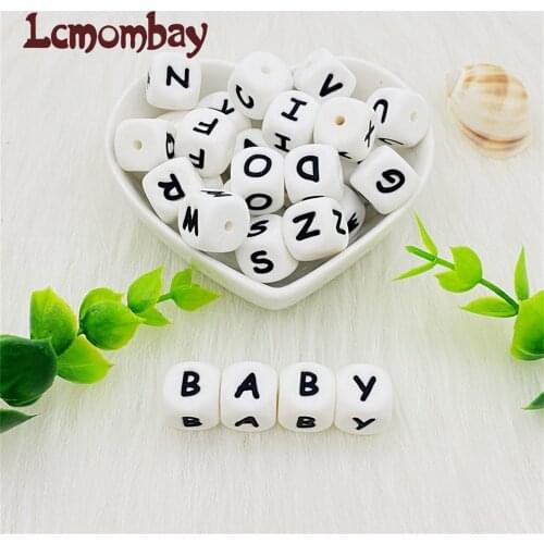 100pcs 12MM Silicone Letters Beads Baby Teething Teethers English Alphabet Letter Beads BPA Free Baby Shower Gifts