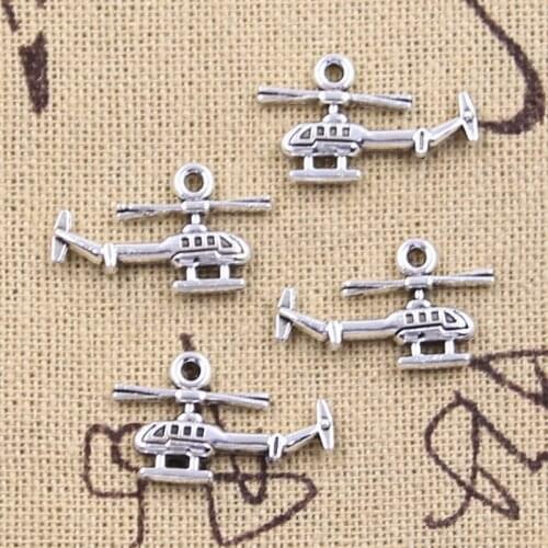 20pcs Charms plane airplane helicopter 12x18mm Antique Silver Color Pendants Making DIY Handmade Tibetan Finding Jewelry