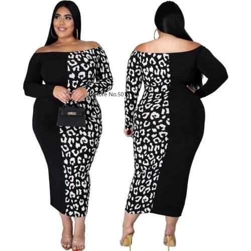 2020 autumn sexy fashion style african women long sleeve printing plus size knee-length dress 2XL-6XL