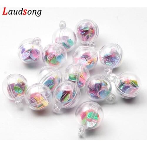 5pcs 20mm Colorful Transparent Plastic Ball Charms Pendant Finding for Jewelry Making Accessories Earring Charms Keychain