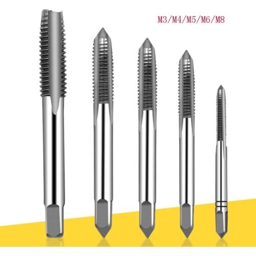 5pcs Hss Machine Screw Thread Metric Plug Tap Screw Taps 3mm 4mm 5mm 6mm 8mm M3-M8 Set Kit Screw Thread Tap Drill M3 M4 M5 M6 M8