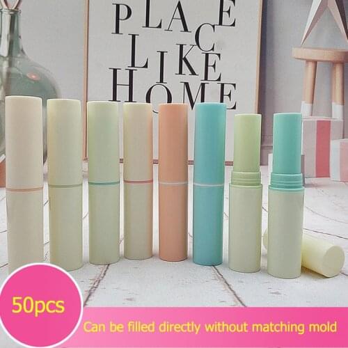 50Pcs/lot 4g Lip Balm Container With Caps Mini Empty Lip Balm Stick Tube Lipstick Tube 6 Color