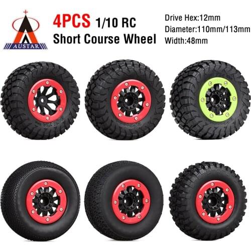 Austar 4PCS 110mm RC Car Rubber Tires Wheel for 1/10 Short Course Truck ARRMA SENTON XLH 9125 Traxxas Slash Car Accessories