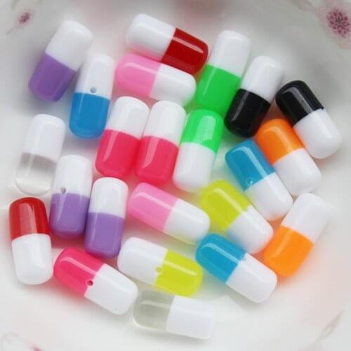 6*12 MM Wholesale Half Hole Resin Capsules Beads Drug Capsules Shape Loose Beads