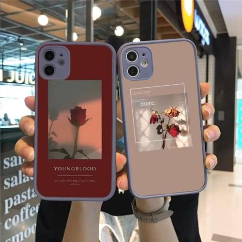 Phone Case For iPhone 12 11 Mini Pro XR XS Max 7 8 Plus X flower Matte transparent Gray Cover