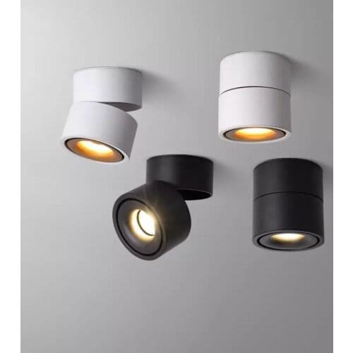 Dimmable COB LED Downlights Surface Mounted Ceiling Lamp 10W/12W/15W/18W/20W Foldable And 360° Rotatable Background Spot lights