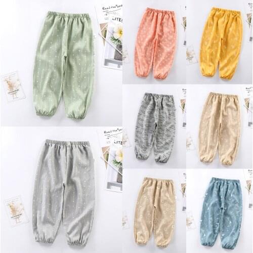 Children Pants 2021 Summer New Boys Cotton Baby Girls Cartoon Print Anti-mosquito Summer Breathable Trousers Baby Pajama