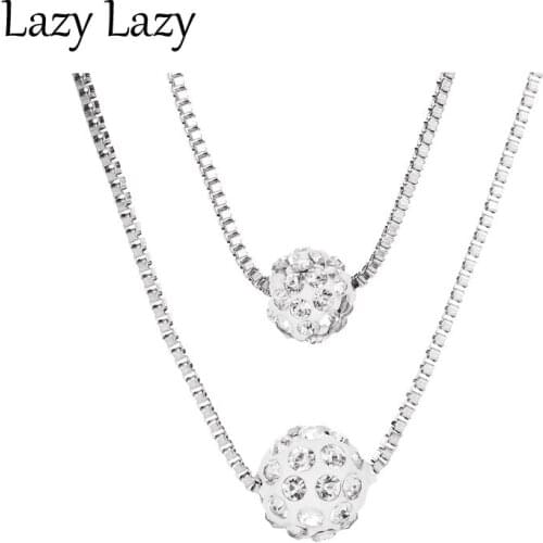 Double Chain Necklace Fashion Rhinestone Ball Clavicle Chain Jewelry Invisible Crystal Womens Necklace Pendant Jewelry Gift