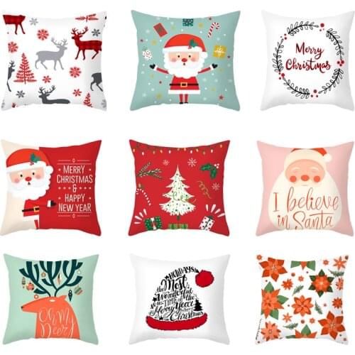 Merry Christmas Decorations For Home Reindeer Santa Claus Tree Cushion Cover Christmas Ornament 2020 Xmas Gift New Year 2021