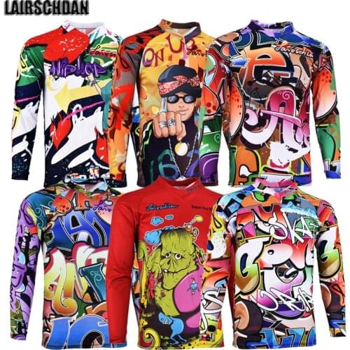 LairschDan Enduro Bike Shirt Motocross Jersey Men Cartoon Doodle Racing Jersey Polyester Downhill MTB Bicycle Cycling Clothing