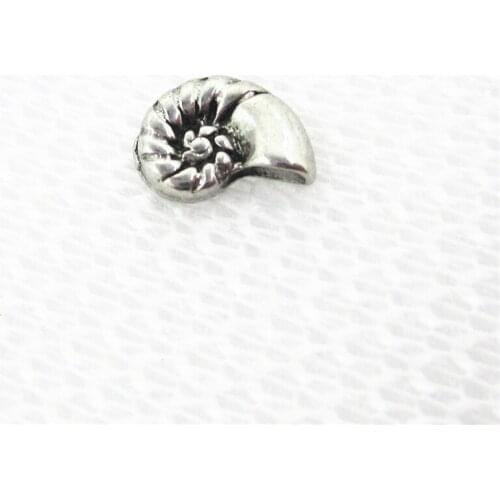 Hot Selling 20pcs/lot Silver Snail Shell Floating Charms Living Glass Memory Lockets Floating Charms DIY Jewelry Accessory