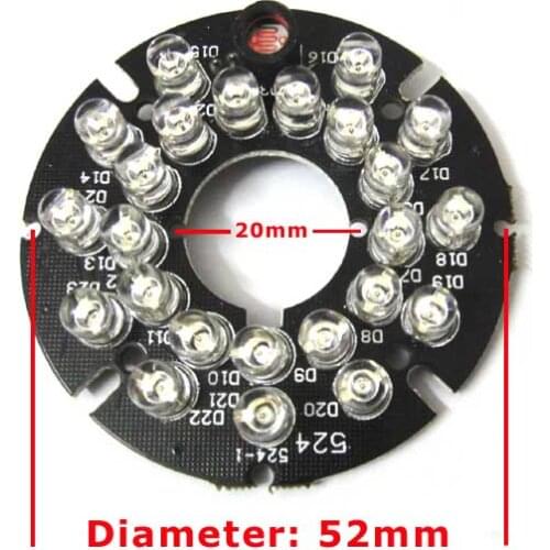 24 LEDs 5mm Infrared 60 Degrees Bulbs 850nm IR Board Illuminator For CCTV Camera