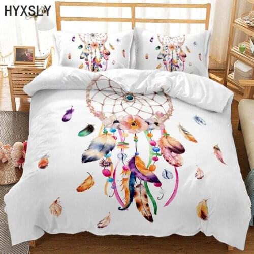 Colorful Dreamcatcher Printed Bedding Sets Children Adult Bed Covers White Duvet Covers Queen King Dream Catcher Girl Bedclothes