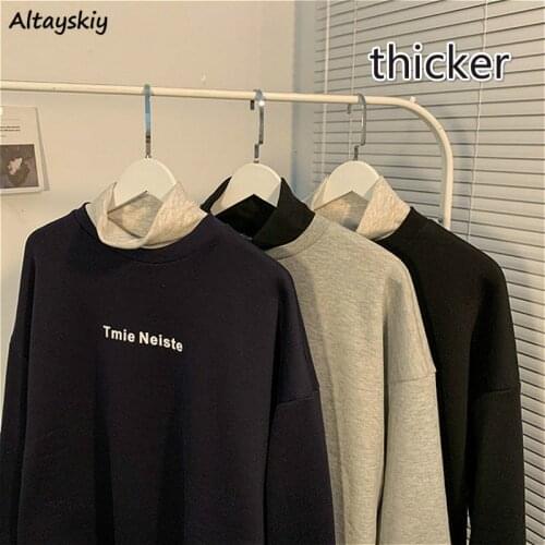 Hoodies Sweatshirts Korean Style Students Loose Couples All-match Long Sleeve Turtleneck Ladies Unisex Thick Spring Comfortable
