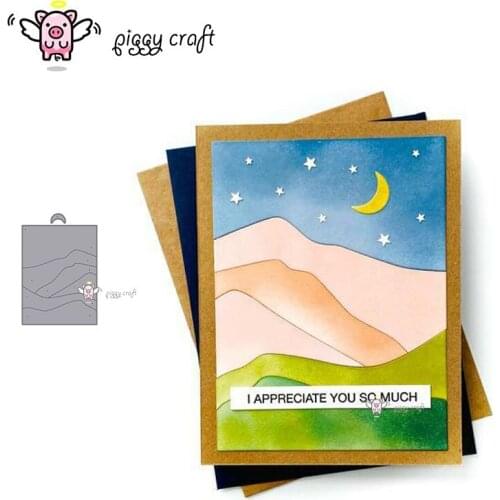 Piggy Craft metal cutting dies cut die mold Moon hillside frame Scrapbook paper craft knife mould blade punch stencils dies