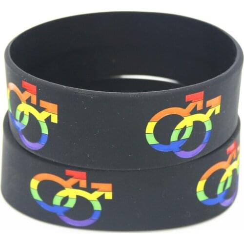 Fashion 25PCS Gay Pride Silicone Bracelet with Rainbow Color Men Sign Boy Gender Boys' love Rubber Wristband Bangles Gifts SH158