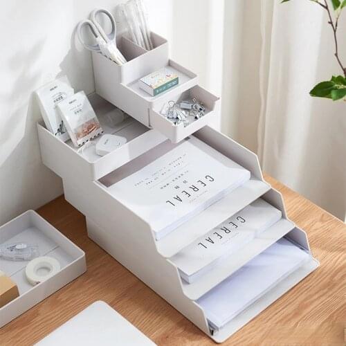 Desktop Storage Box Desk File A4 Paper Organizer File Plastic Storage Box Desk Storage Basket Data Organizer File Storage Rack